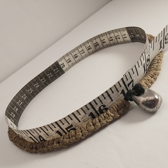 Jute and Leather Choker with Steel Charm - Picture 3 of 5